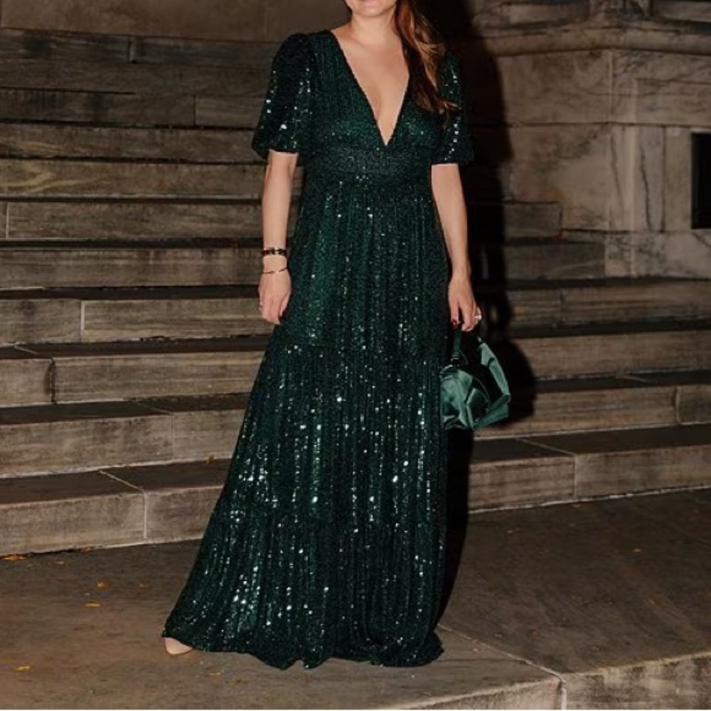 NWT Sail to Stable x Style Charade Emerald Ava Sequin Maxi Dress in Size XS - Picture 8 of 8